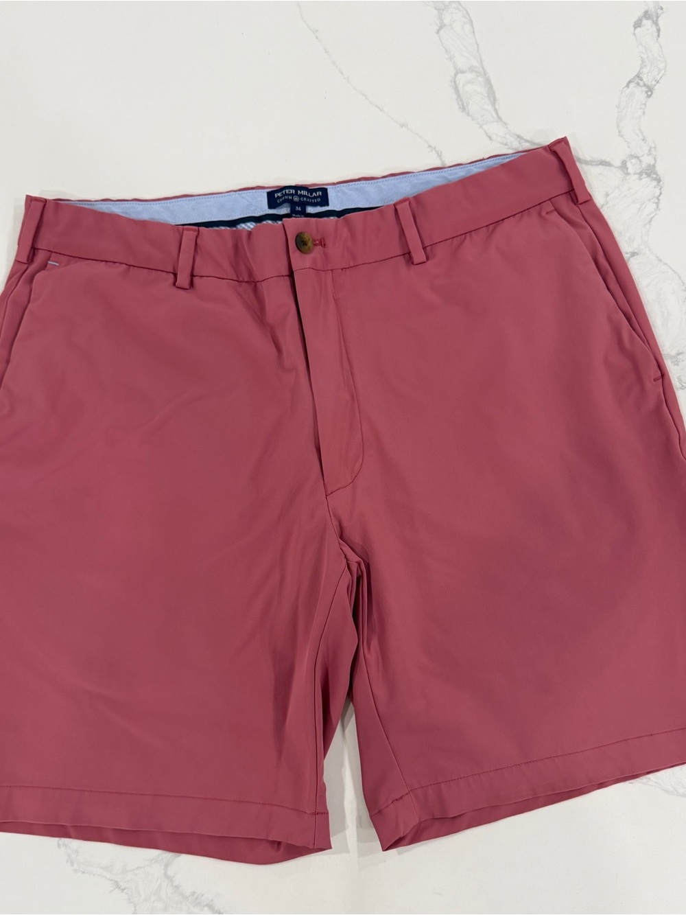 Peter Millar Crown Crafted Men's Size 36 Performance Golf Shorts Pink Red Solid